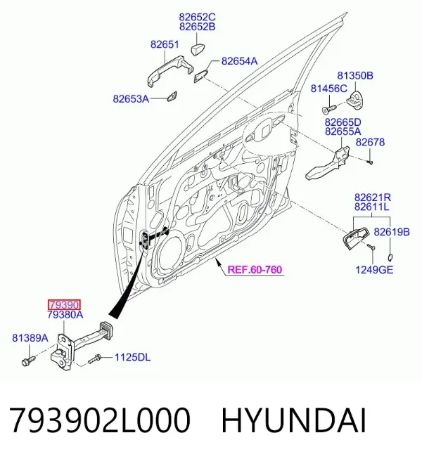 Обмежувач відкриття дверей, передній 793902L000 Hyundai/Kia