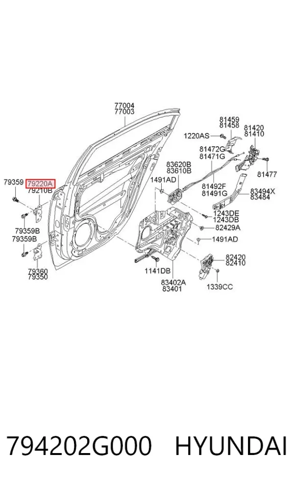 Петля заднтої двері, правої 794202G000 Hyundai/Kia
