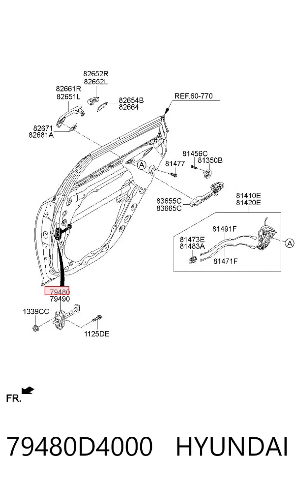 Обмежувач відкриття дверей, задній лівий 79480D4000 Hyundai/Kia