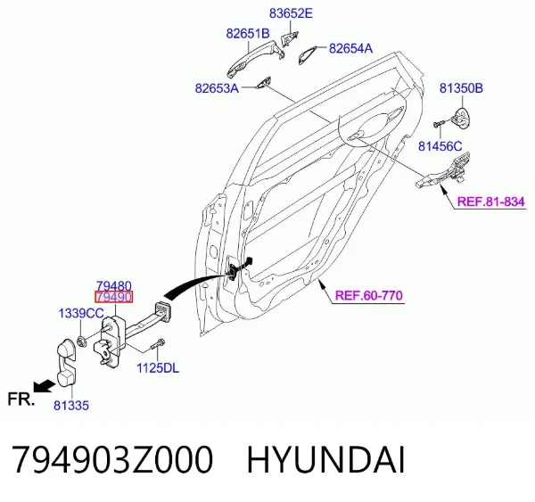 Обмежувач відкриття дверей, задній правий 794903Z000 Hyundai/Kia