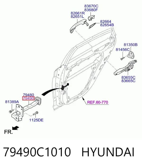 Обмежувач відкриття дверей, задній правий 79490C1010 Hyundai/Kia