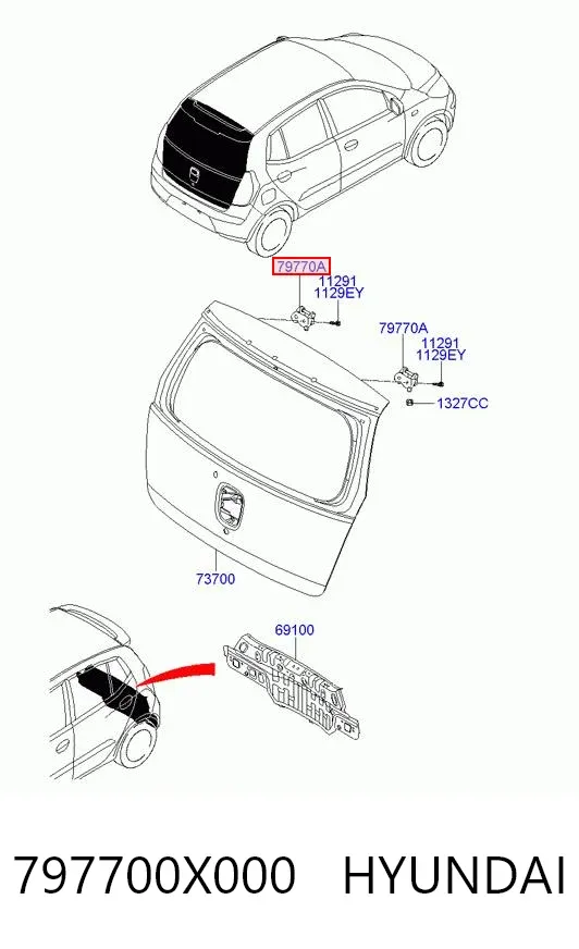 Петля задньої багажної, 3/5 -ої двері 797700X000 Hyundai/Kia