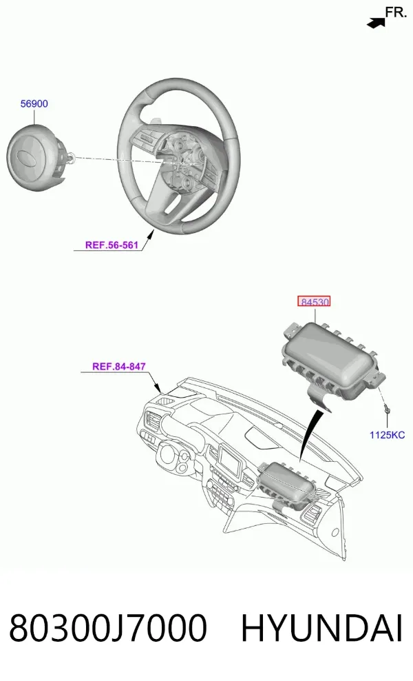 Подушка безпеки, пасажирська, AIRBAG 80300J7000 Hyundai/Kia
