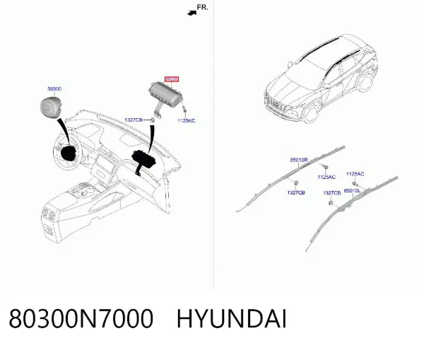 Подушка безпеки, пасажирська, AIRBAG 80300N7000 Hyundai/Kia