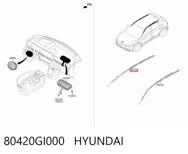 Подушка безпеки, збоку, права, AIRBAG 80420GI000 Hyundai/Kia