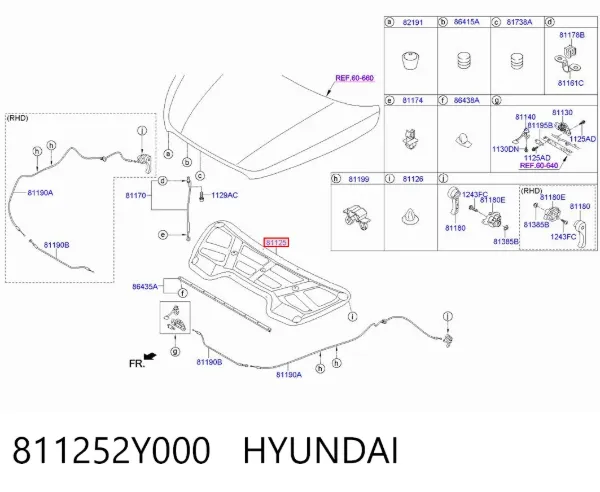 Шумоізоляція капота 811252Y000 Hyundai/Kia