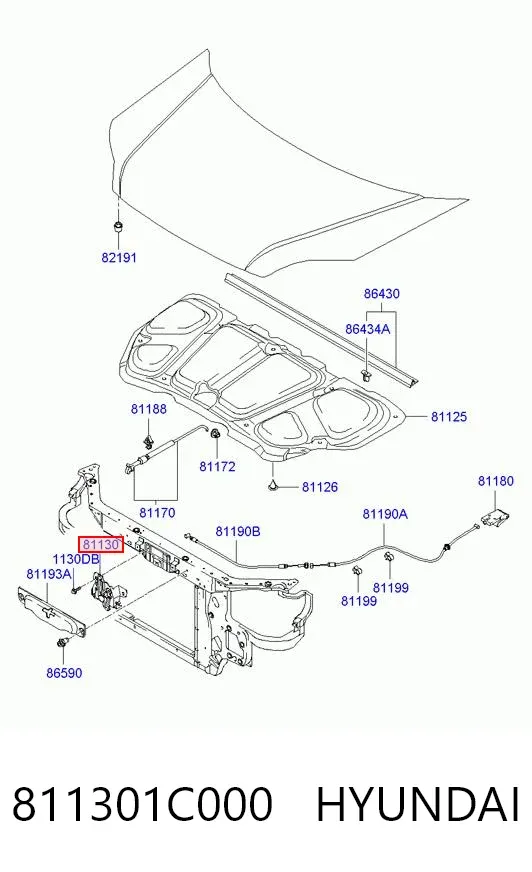 Замок капота Hyundai Getz 
