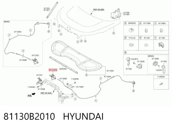 Замок капота 81130B2010 Hyundai/Kia