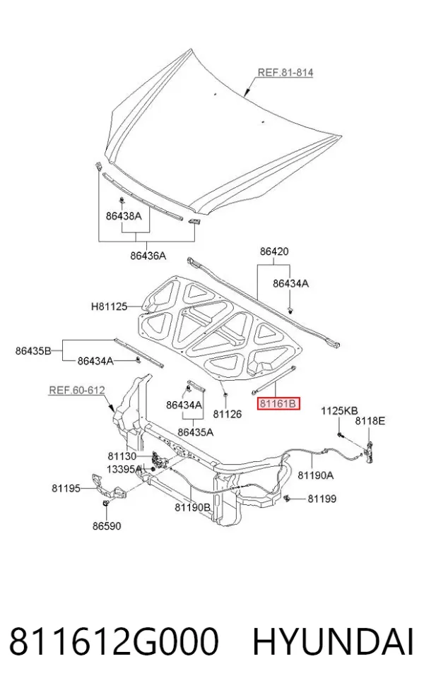 Амортизатор капота 811612G000 Hyundai/Kia