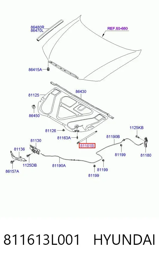 Амортизатор капота 811613L001 Hyundai/Kia
