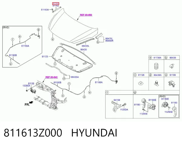 Амортизатор капота лівий 811613Z000 Hyundai/Kia