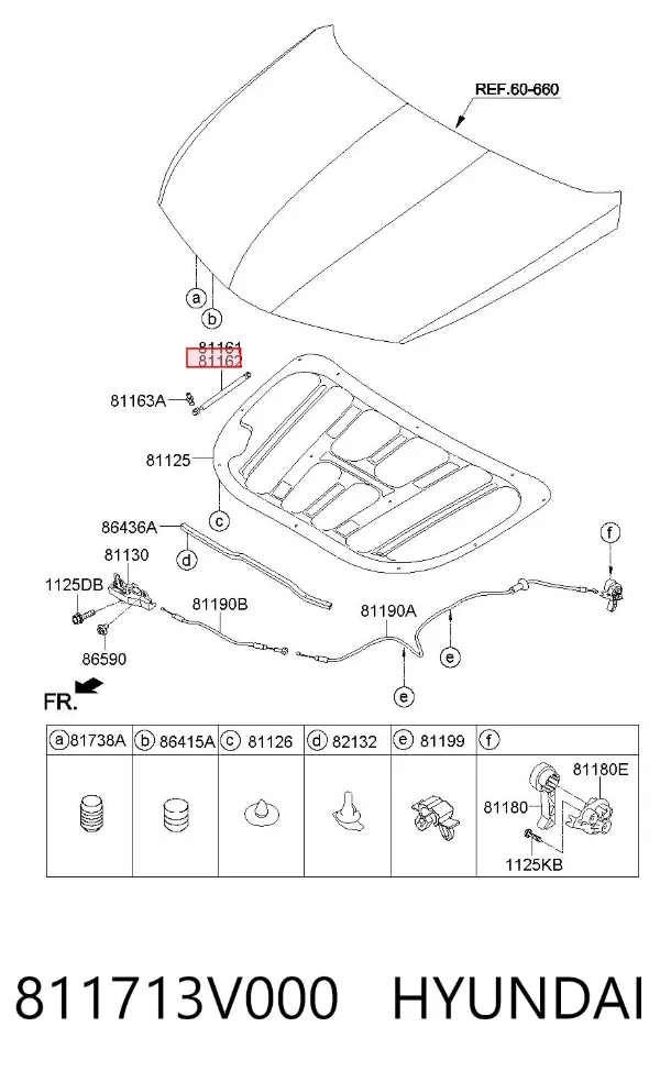 Амортизатор капота правий 811713V000 Hyundai/Kia