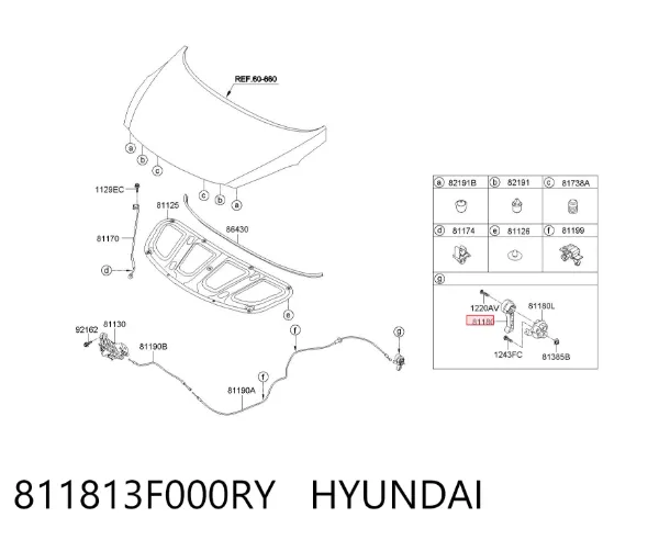 Ручка відкривання капота 811813F000RY Hyundai/Kia
