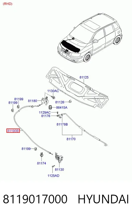 Трос капота Hyundai Matrix FC