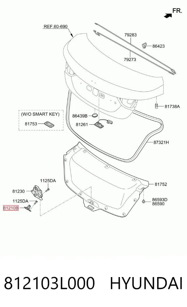 Фіксатор (зацеп) замка дверей 812103L000 Hyundai/Kia