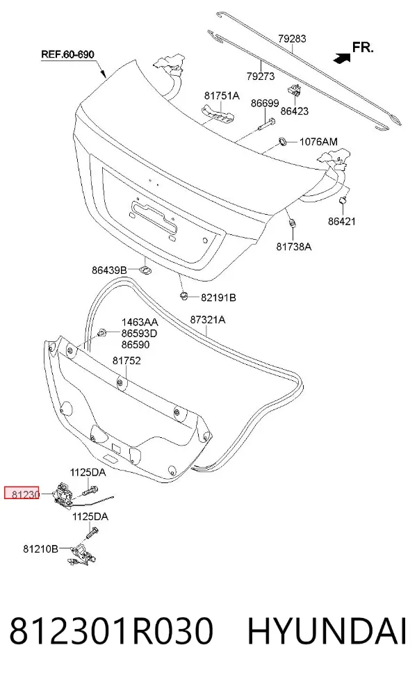 Замок багажника 812301R030 Hyundai/Kia