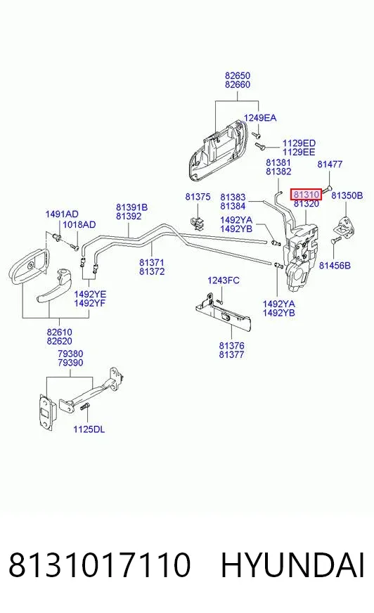 Замок передньої лівої двері Hyundai Matrix FC