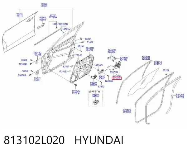 Замок передньої лівої двері 813102L020 Hyundai/Kia