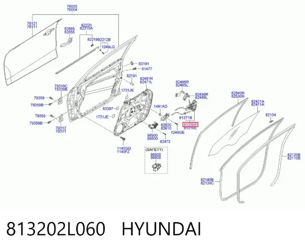 Замок дверки правої передньої 813202L060 Hyundai/Kia