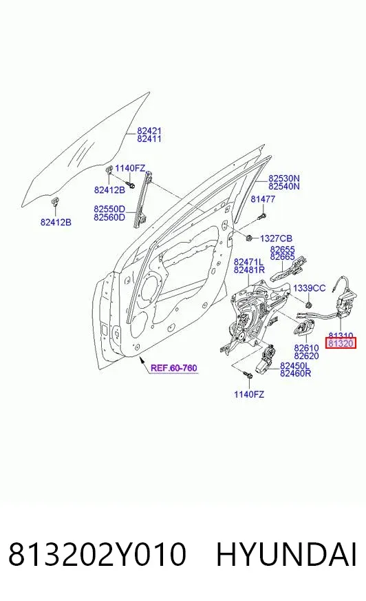 Замок дверки правої передньої 813202Y010 Hyundai/Kia