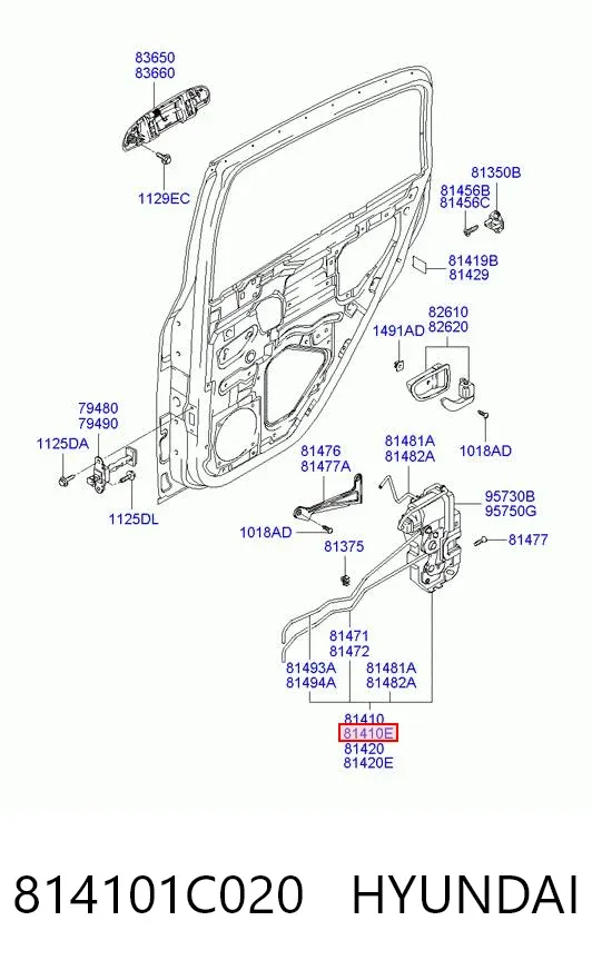 Замок задньої двері, лівої 814101C020 Hyundai/Kia