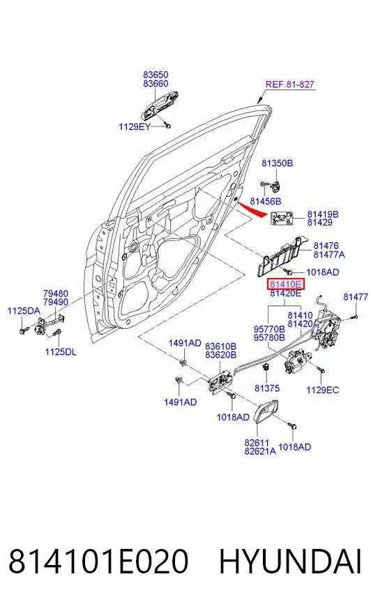 Замок задньої двері, лівої 814101E020 Hyundai/Kia