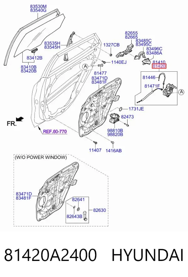 Замок задньої дверї, правої 81420A2400 Hyundai/Kia