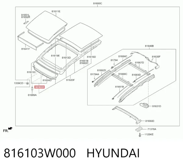 Кришка люка даху передня 816103W000 Hyundai/Kia