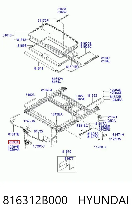 Двигун приводу люка 816312B000 Hyundai/Kia