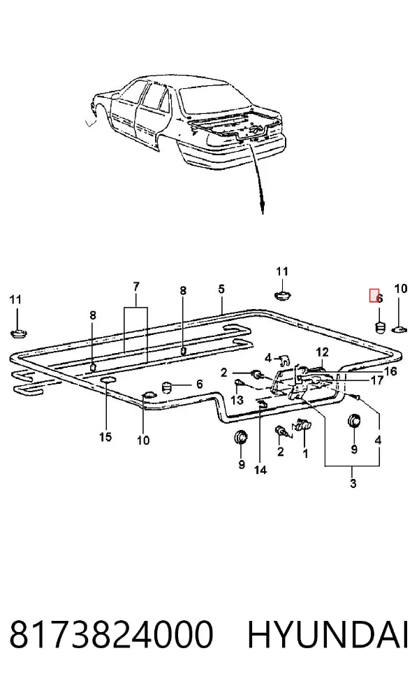 Буфер-відбійник 5-ї двері/ кришки багажника 8173824000 Hyundai/Kia