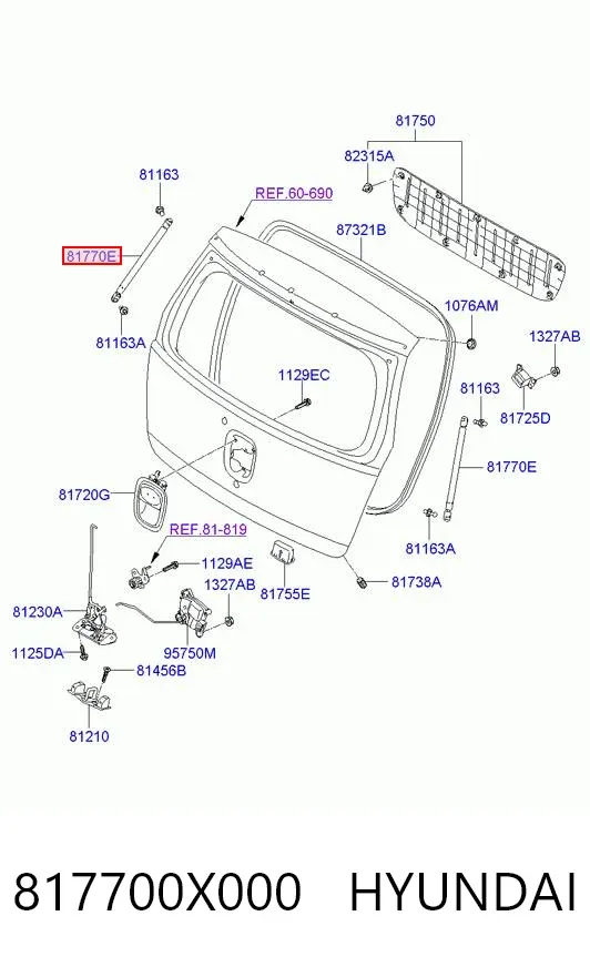 Амортизатор багажника 817700X000 Hyundai/Kia