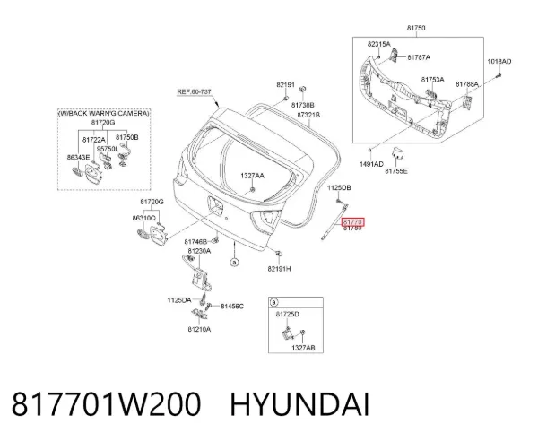 Амортизатор багажника 817701W200 Hyundai/Kia