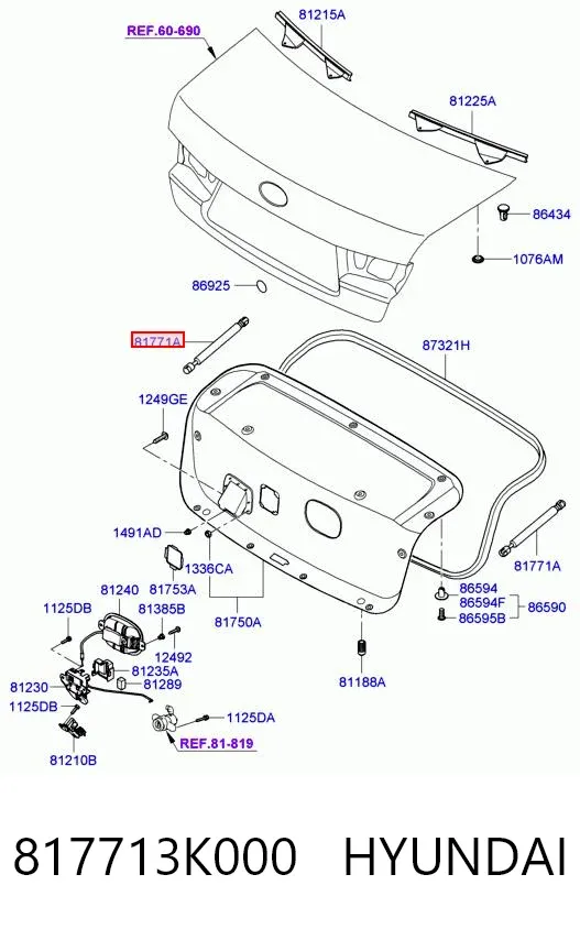 Амортизатор багажника 817713K000 Hyundai/Kia