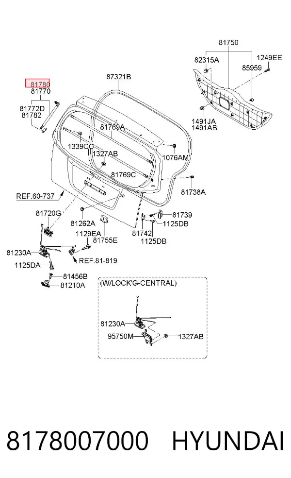 Амортизатор багажника 8178007000 Hyundai/Kia