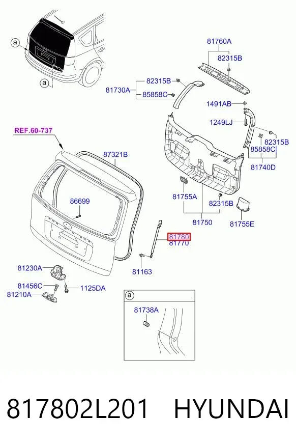 Амортизатор багажника 817802L201 Hyundai/Kia