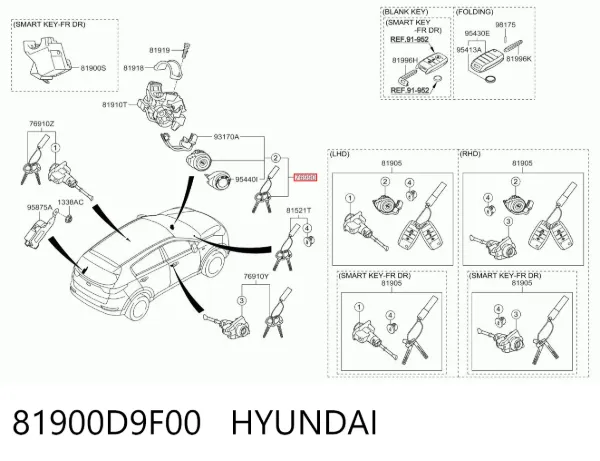 Замок запалювання 81900D9F00 Hyundai/Kia