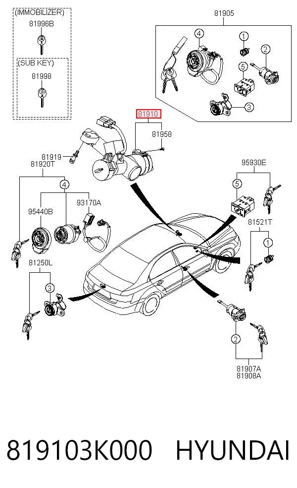 Замок запалювання Hyundai Sonata V