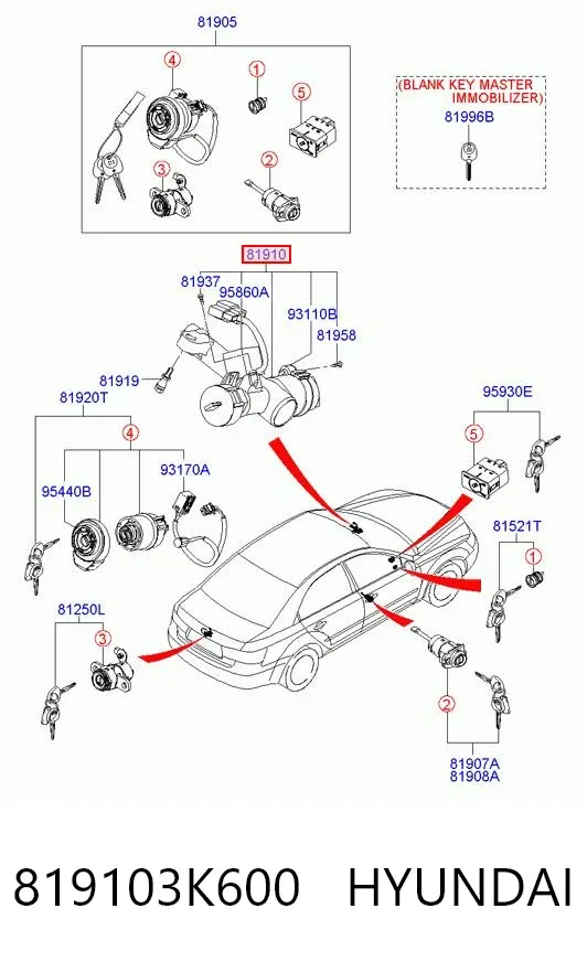Замок запалювання Hyundai Sonata V