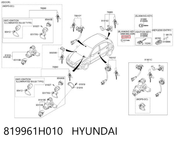 Ключ-заготівка 819961H010 Hyundai/Kia