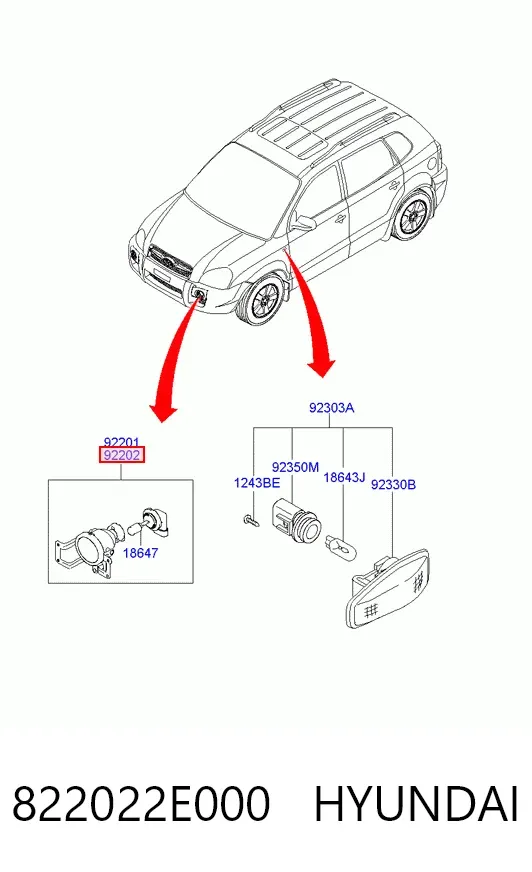 Фара протитуманна, права 822022E000 Hyundai/Kia