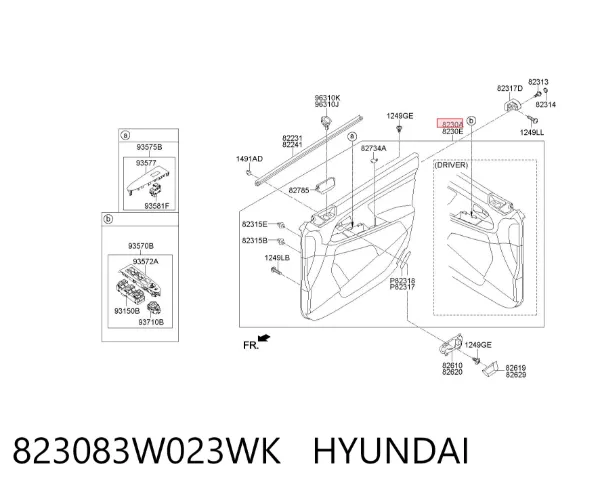 Обшивка-облицювання передньої двері, правою, внутрішня 823083W023WK Hyundai/Kia