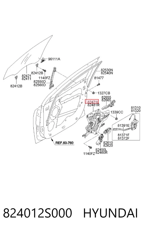 Склопідйомник передньої лівої двері Hyundai Tucson II