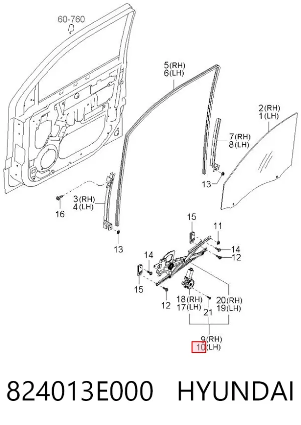 Склопідйомник передньої лівої двері 824013E000 Hyundai/Kia