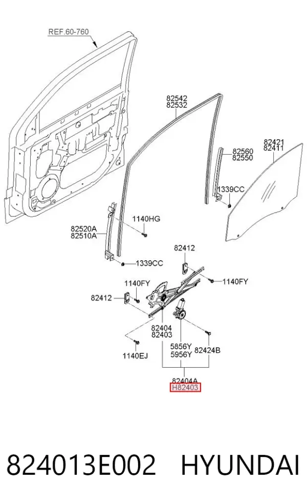 Склопідйомник передньої лівої двері 824013E002 Hyundai/Kia