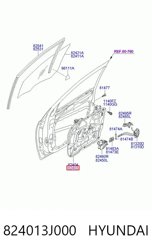 Склопідйомник передньої лівої двері 824013J000 Hyundai/Kia