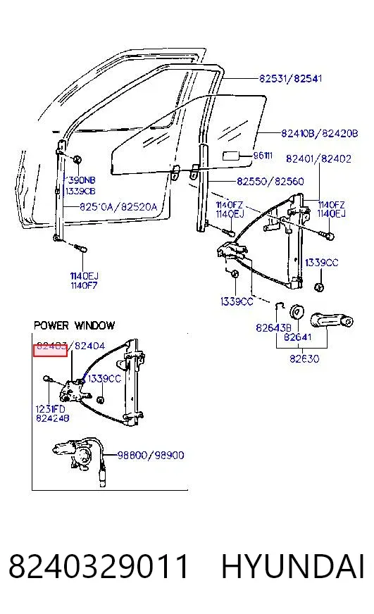 Склопідйомник передньої лівої двері 8240329011 Hyundai/Kia