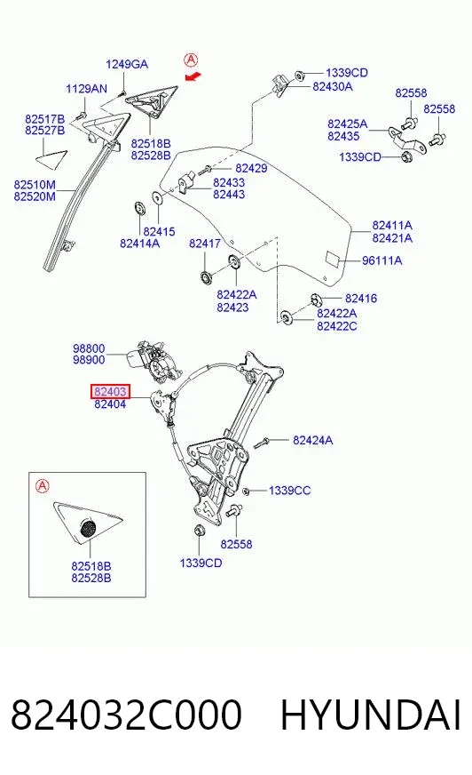 Склопідйомник передньої лівої двері 824032C000 Hyundai/Kia