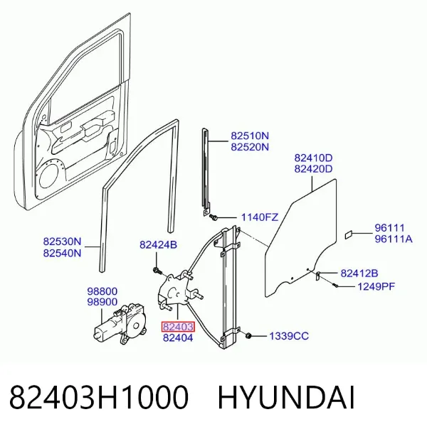 Склопідйомник передньої лівої двері Hyundai Terracan HP
