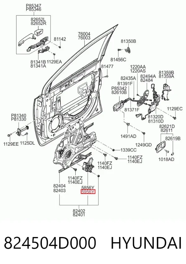 Двигун склопідіймача двері передньої, лівої 824504D000 Hyundai/Kia