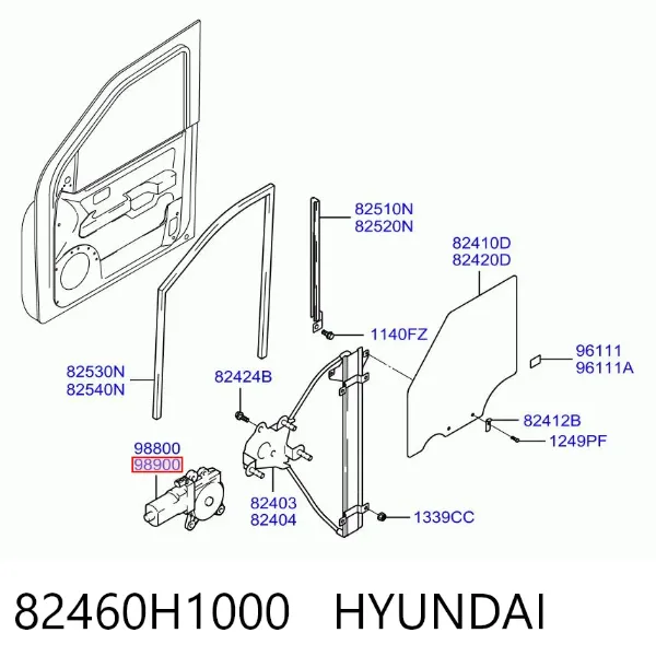 Двигун склопідіймача двері передньої, правої 82460H1000 Hyundai/Kia